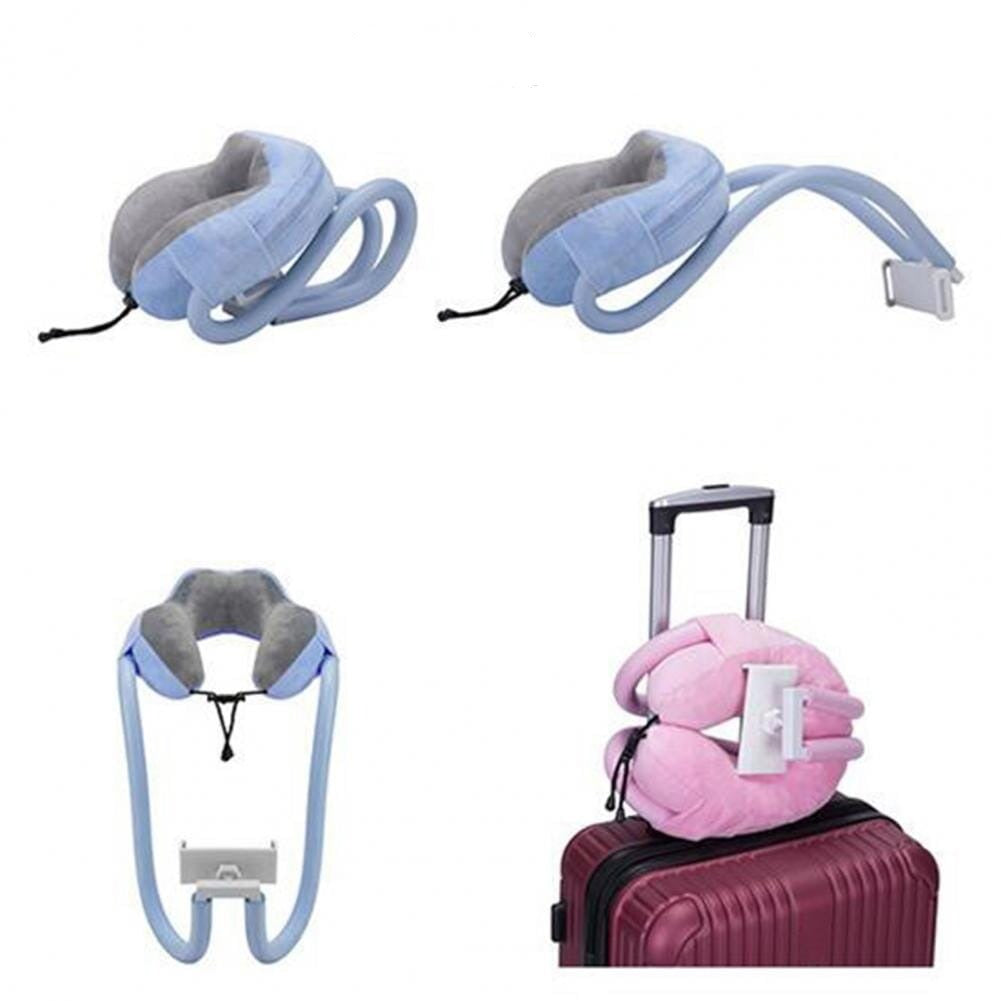 oreiller de voyage avec support telephone portable