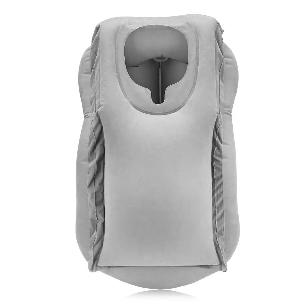 Oreiller De Voyage Gonflable Amexo - Coussin Cou Portable Avec Housse Lavable Et Sac De Rangement (Gris)