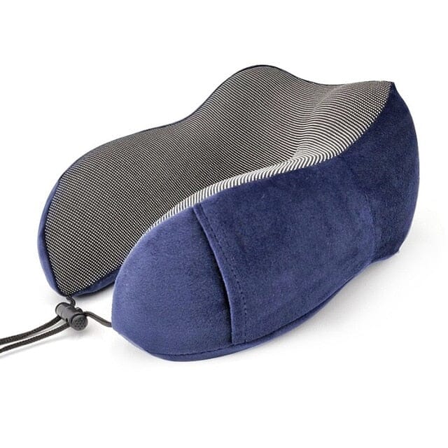 coussin voyage memoire de forme bleu marine