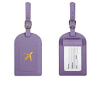 etiquette bagage avion doré