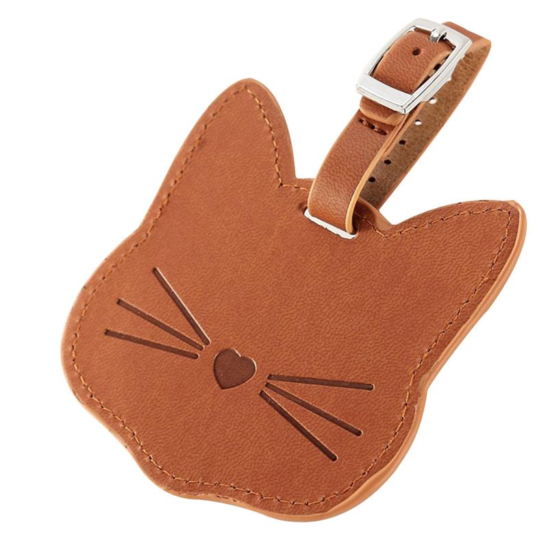 etiquette bagage chat cuir