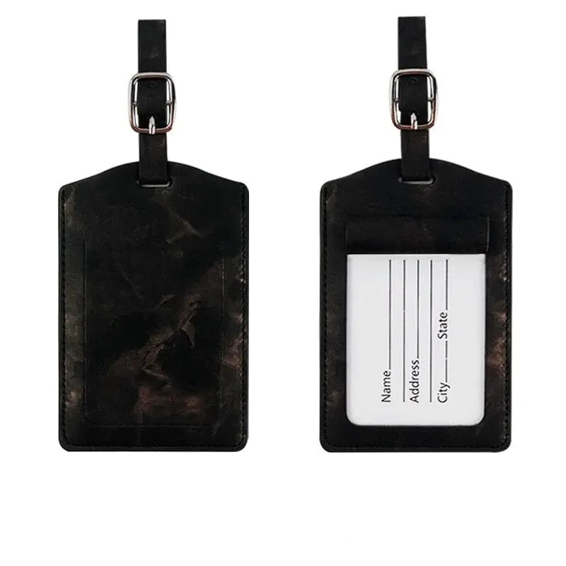 etiquette bagage marbre noir