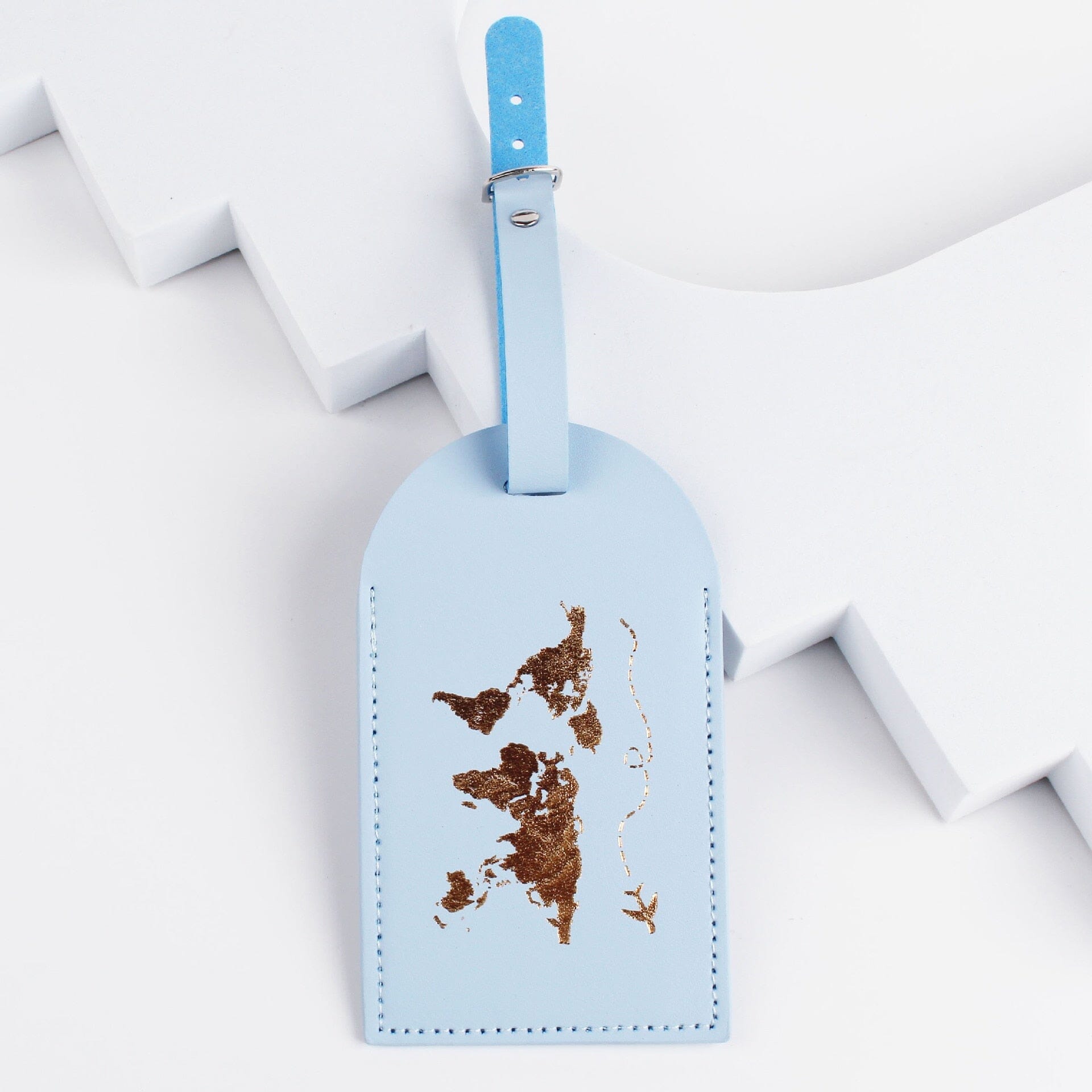 etiquette bagage world trip bleu ciel