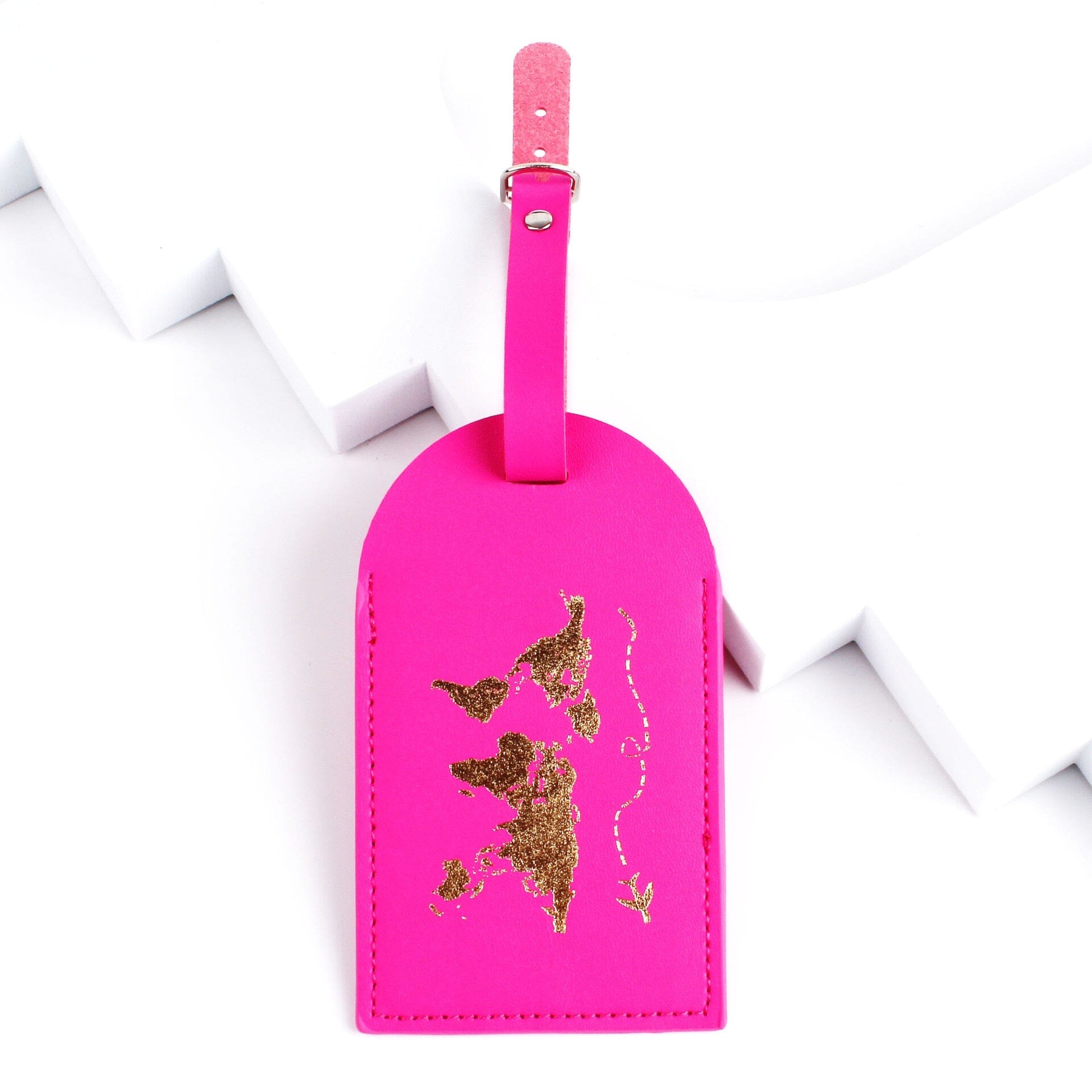 etiquette bagage world trip fuchsia