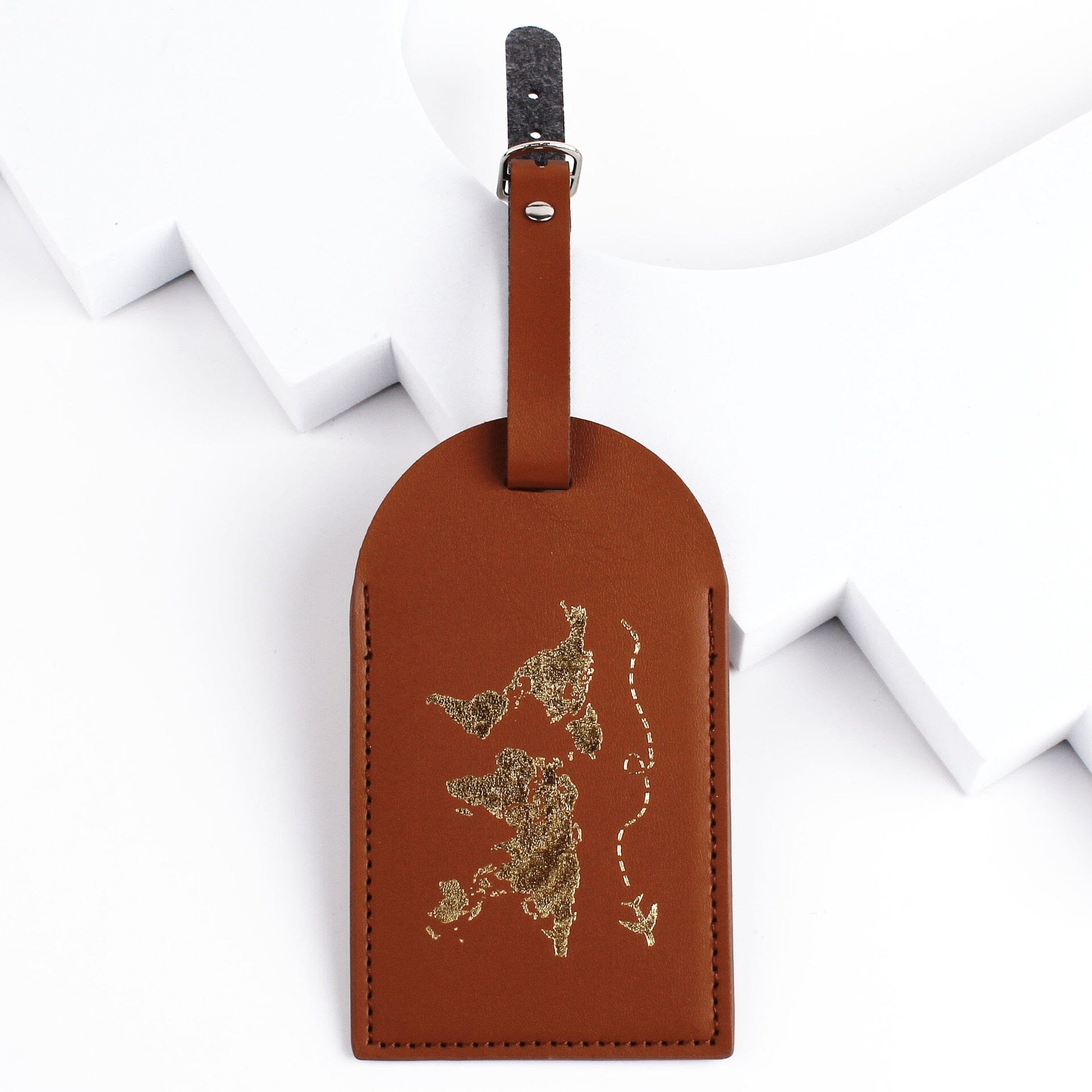 etiquette bagage world trip marron