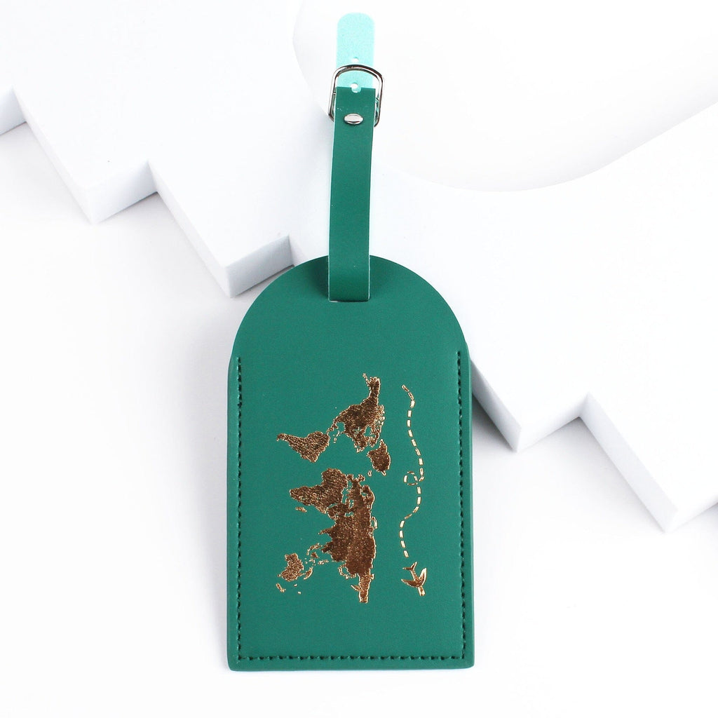 etiquette bagage world trip vert