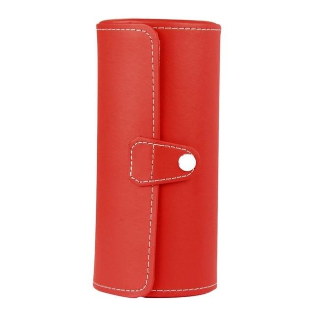 etui montre voyage cuir rouge arrondi 3 montres