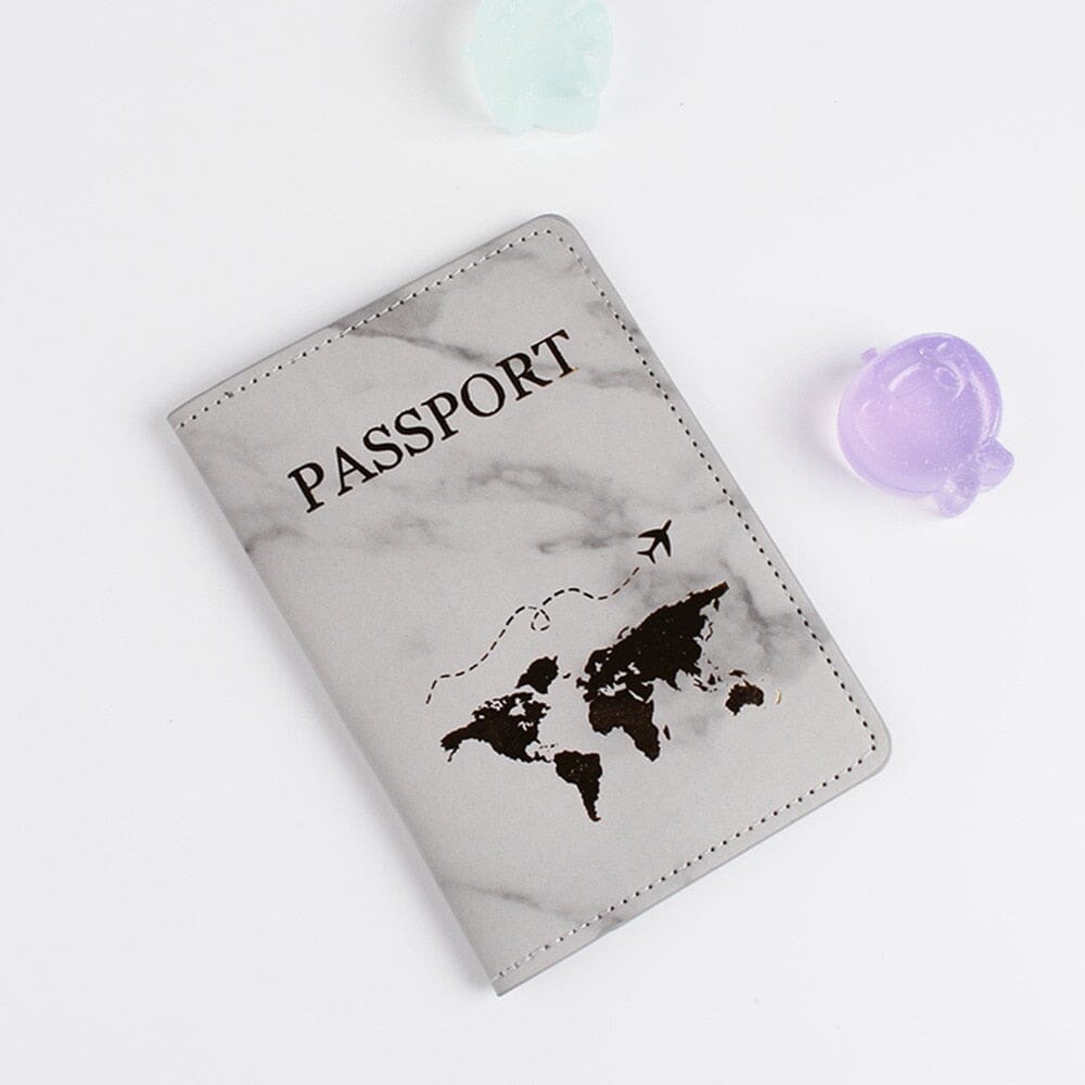 Étui Passeport Carte du Monde <br>Marbre