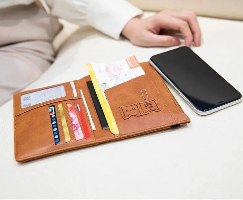 Grand Portefeuille de Voyage Personnalisé <br>Passeport Vintage (Anti-RFID) Voyage Paisible