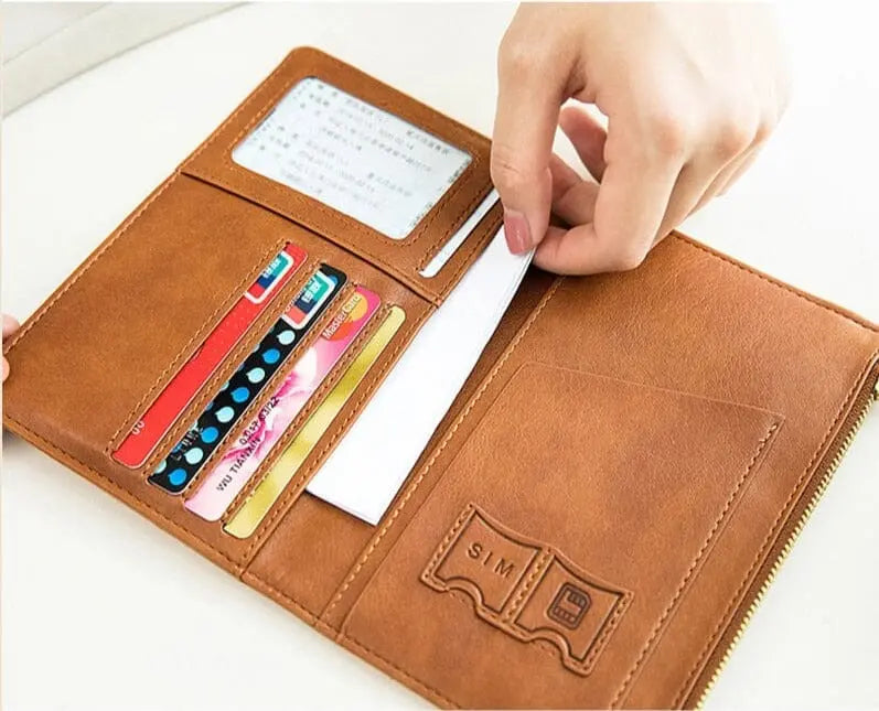 Grand Portefeuille de Voyage Personnalisé <br>Passeport Vintage (Anti-RFID) Voyage Paisible