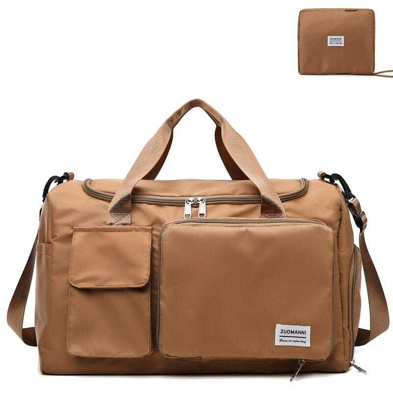 sac femme pliable voyage pochette camel