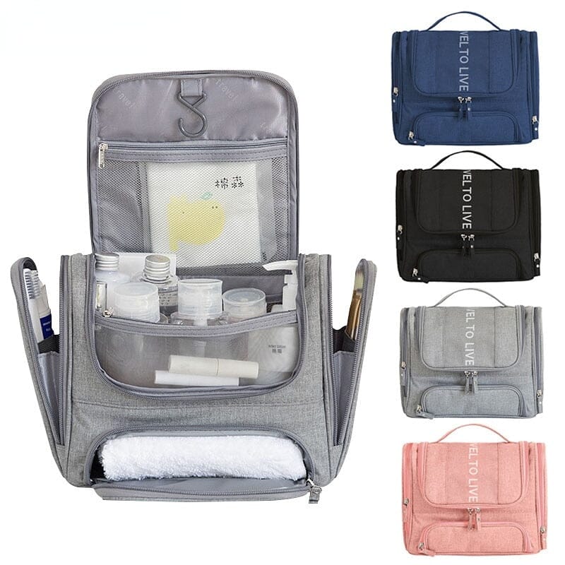 grande trousse de toilettes a suspendre to travel to live rose