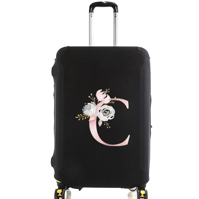 housse de valise pink flower letter c
