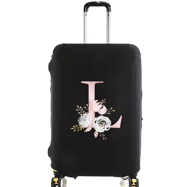 housse de valise pink flower letter l