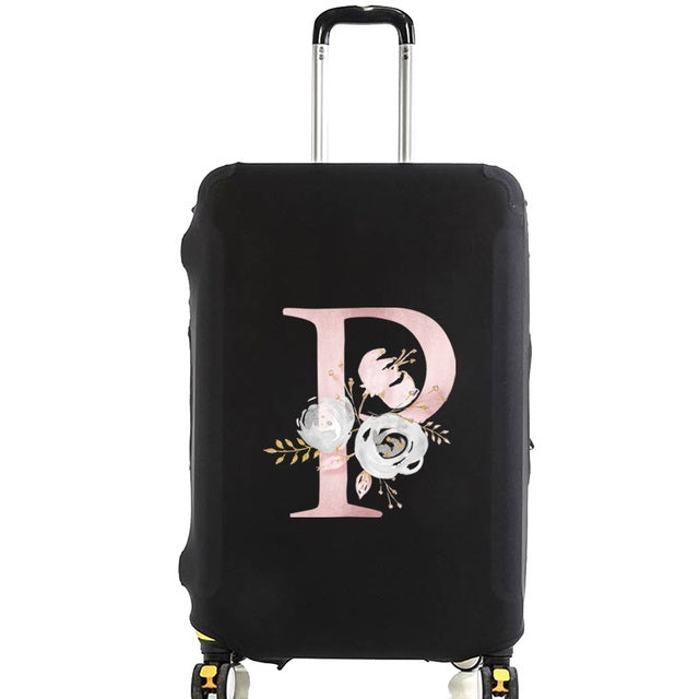 housse de valise pink flower letter p