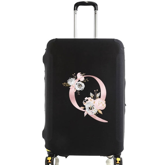 housse de valise pink flower letter q