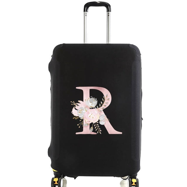 housse de valise pink flower letter r