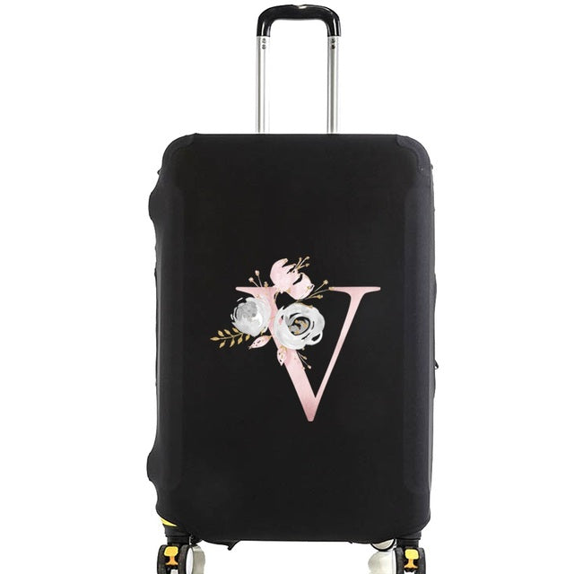 housse de valise pink flower letter v