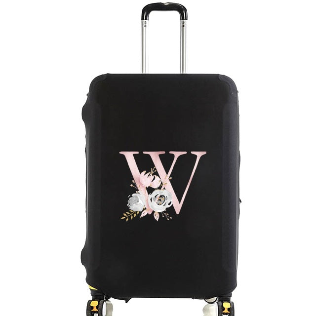 housse de valise pink flower letter w