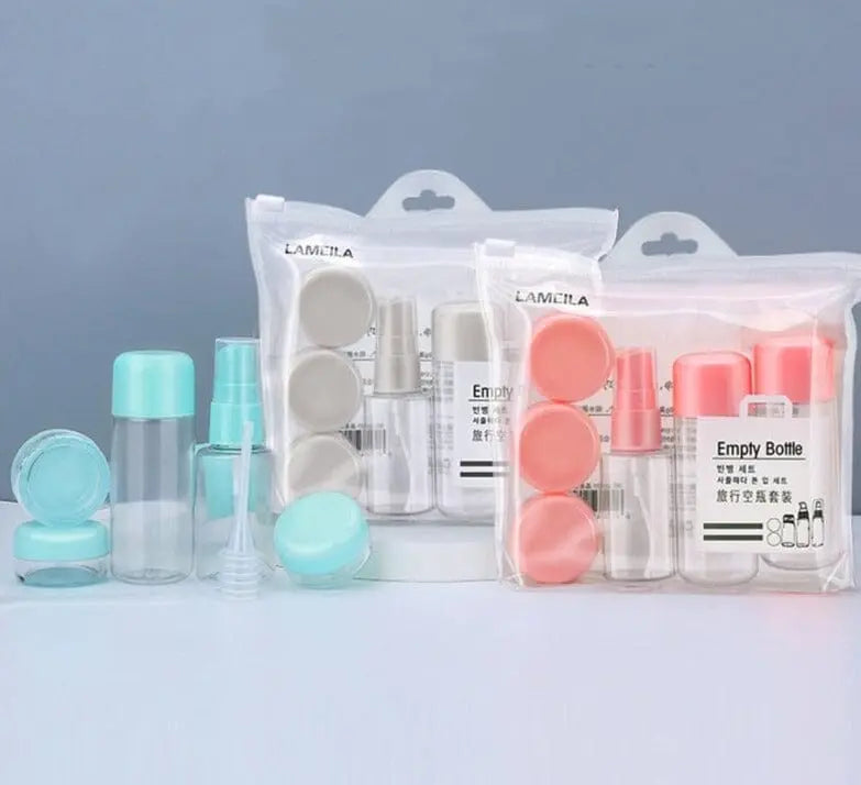 Trousse voyage 7 Pcs Pochette Flacons Pots vides cosmétique Bagage à main avion Trousse voyage 7 Pcs Pochette Flacons Pots vides cosmétique Bagage à main avion
