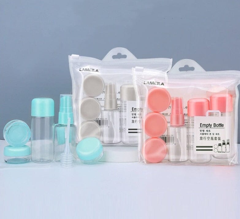 kit de voyage produits de toilette 6 flacons