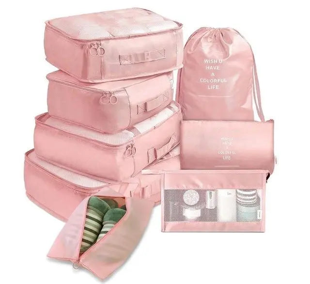 organisateur valise rose set de 8 colorful life