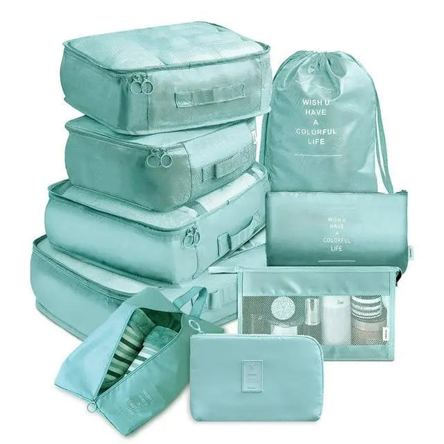 organisateur valise colorful life set 9 turquoise