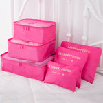 organisateur de valise set de 6 rose flashy laundry pouch
