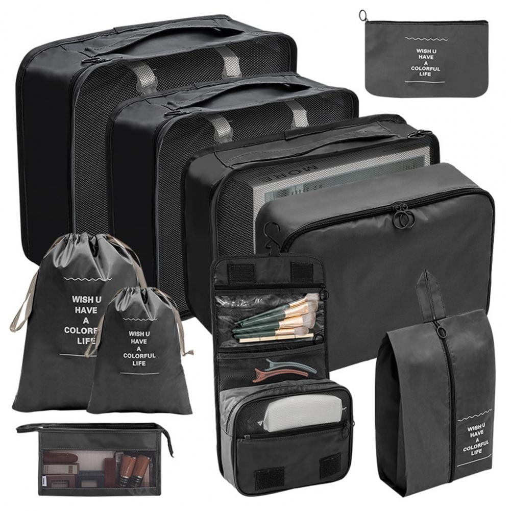 organisateur valise set de 10 pochettes noir