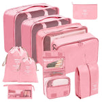 organisateur valise set de 10 pochettes rose