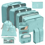 organisateur valise set de 10 pochettes turquoise