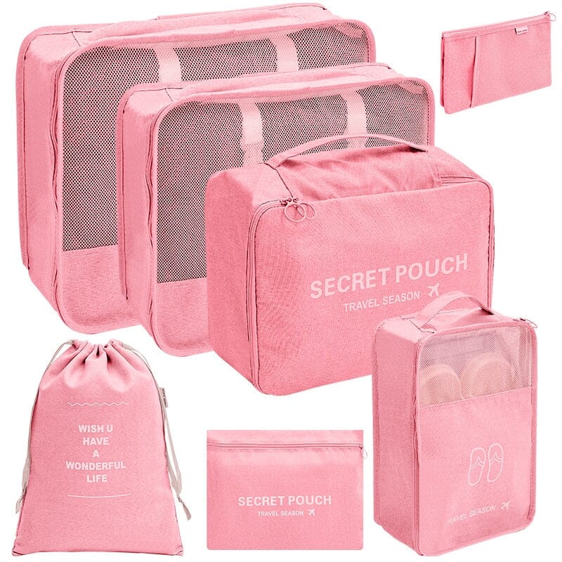 organisateur de valise travel season 7 pochettes rose