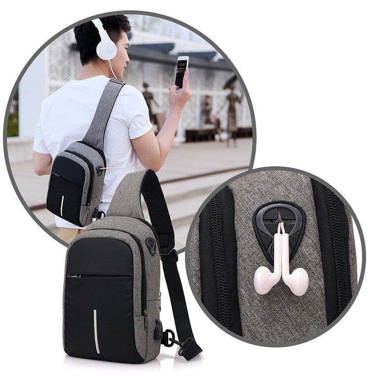 petit sac bandouliere poitrine de voyage connecté usb