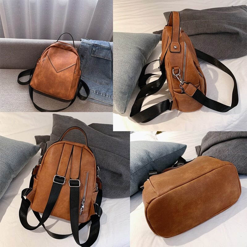 petit sac a dos femme marron vintage voyage