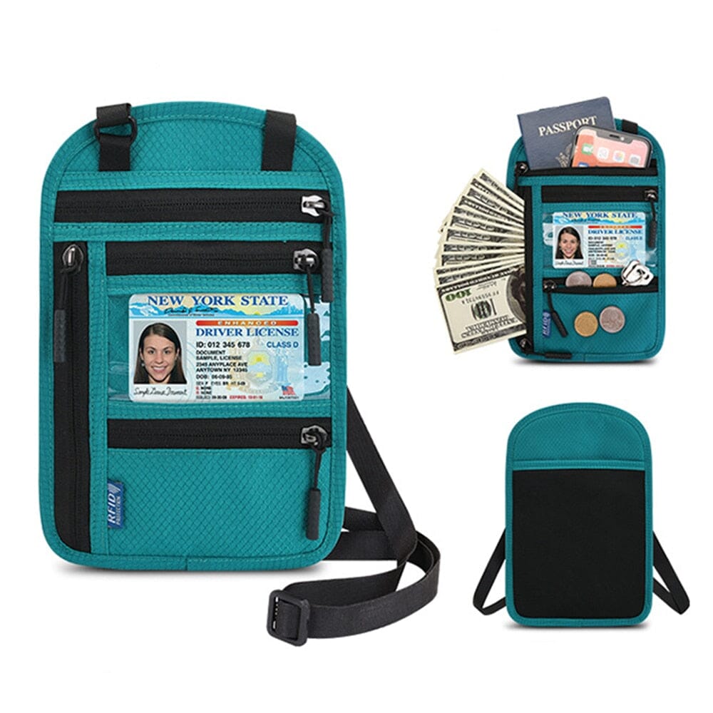 pochette tour cou voyage billet document rfid 