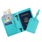 portefeuille passeport voyage etiquette valise bagage personnalisé ensemble