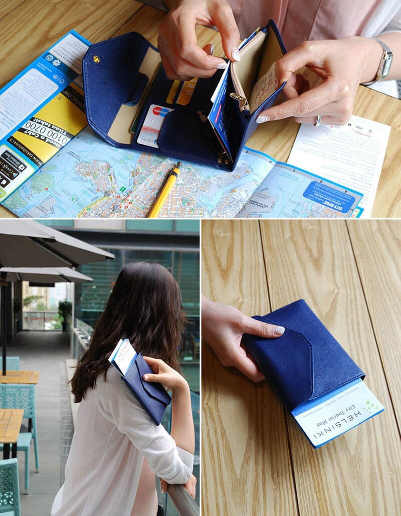 grande pochette portefeuille de voyage femme anti rfid