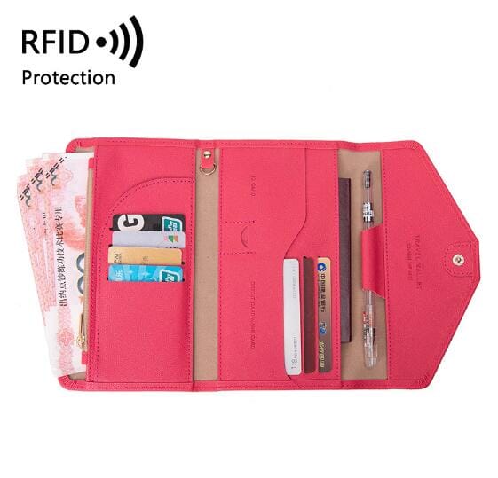 portefeuille de voyage femme grande pochette anti rfid sécurité