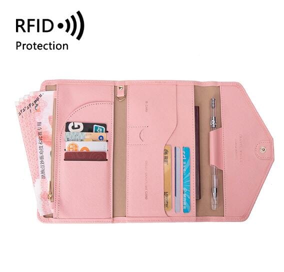 portefeuille a voyage femme grande pochette anti rfid sécurité