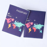 etui passeport colorful world map