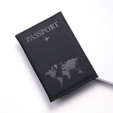etui passeport mappemonde noir