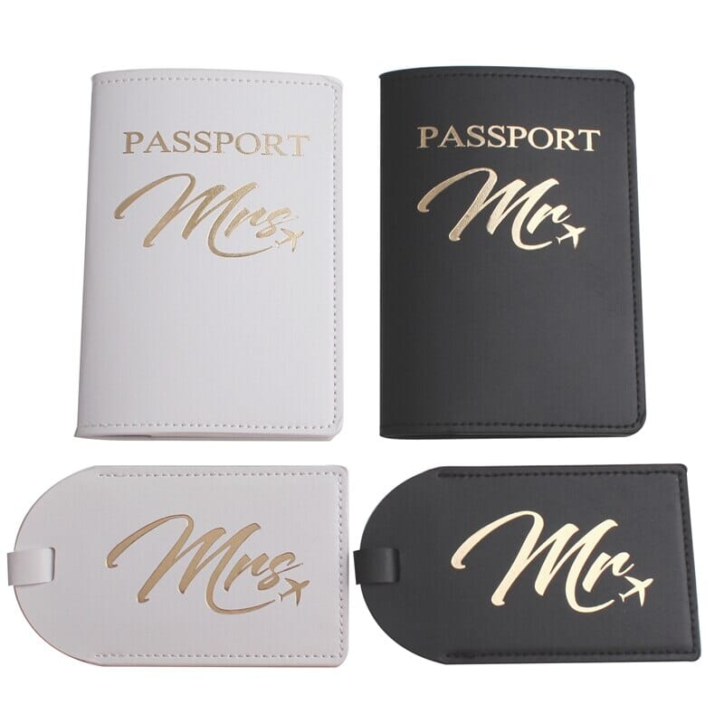 pochette passeport et etiquette valise couple mr mrs