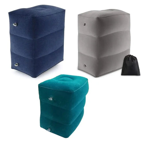 Repose-pieds Gonflable Sans Pompe - Pour Avion, Voiture, Bus, Réglable En Hauteur, Compact - 12