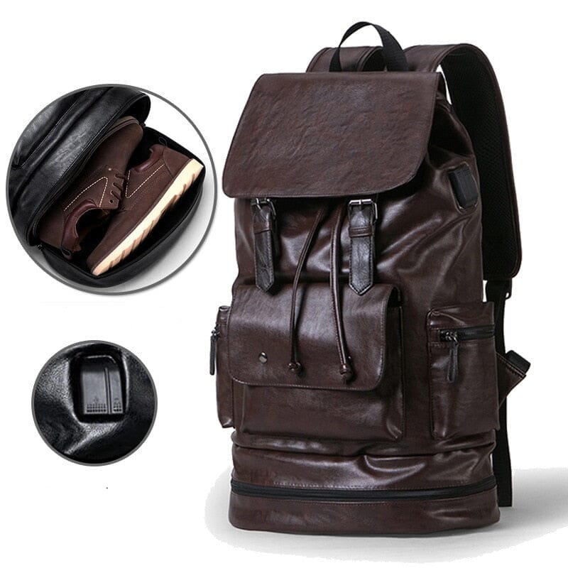 sac a dos homme vintage compartiment chaussures usb