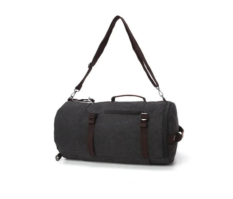 sac à dos toile noir vintage canvas convertible