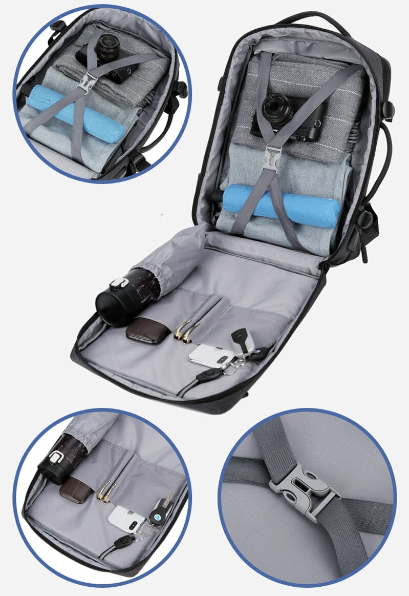 sac a dos voyage avion extensible usb