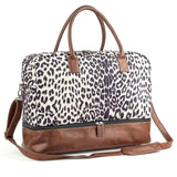 sac voyage compartiment chaussures motif léopard