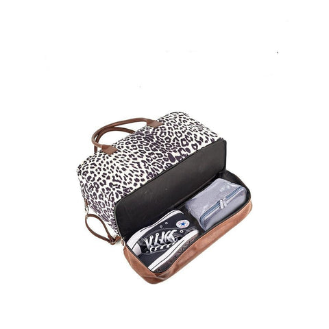 sac de voyage avec compartiment chaussures motif léopard