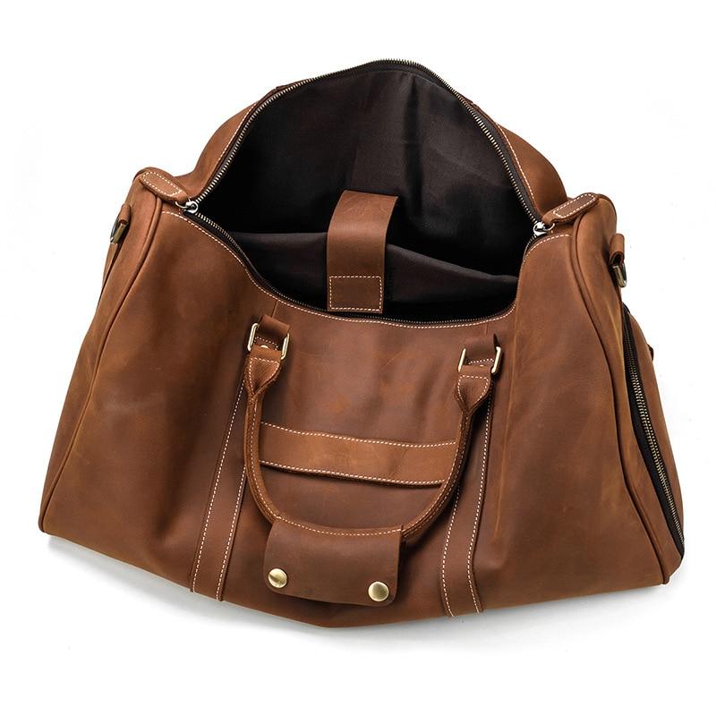 sac en cuir vieilli de voyage marron