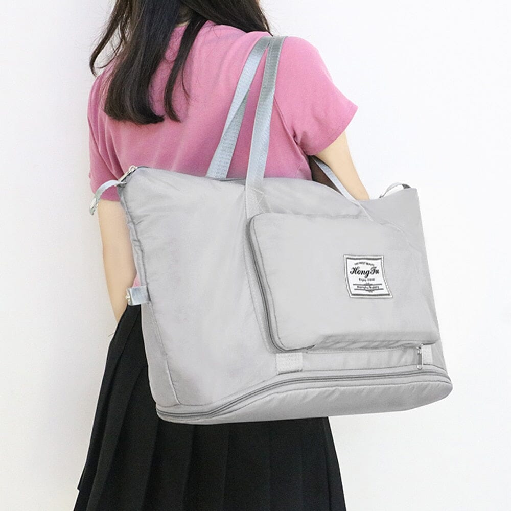 sac pliable extensible de voyage gris